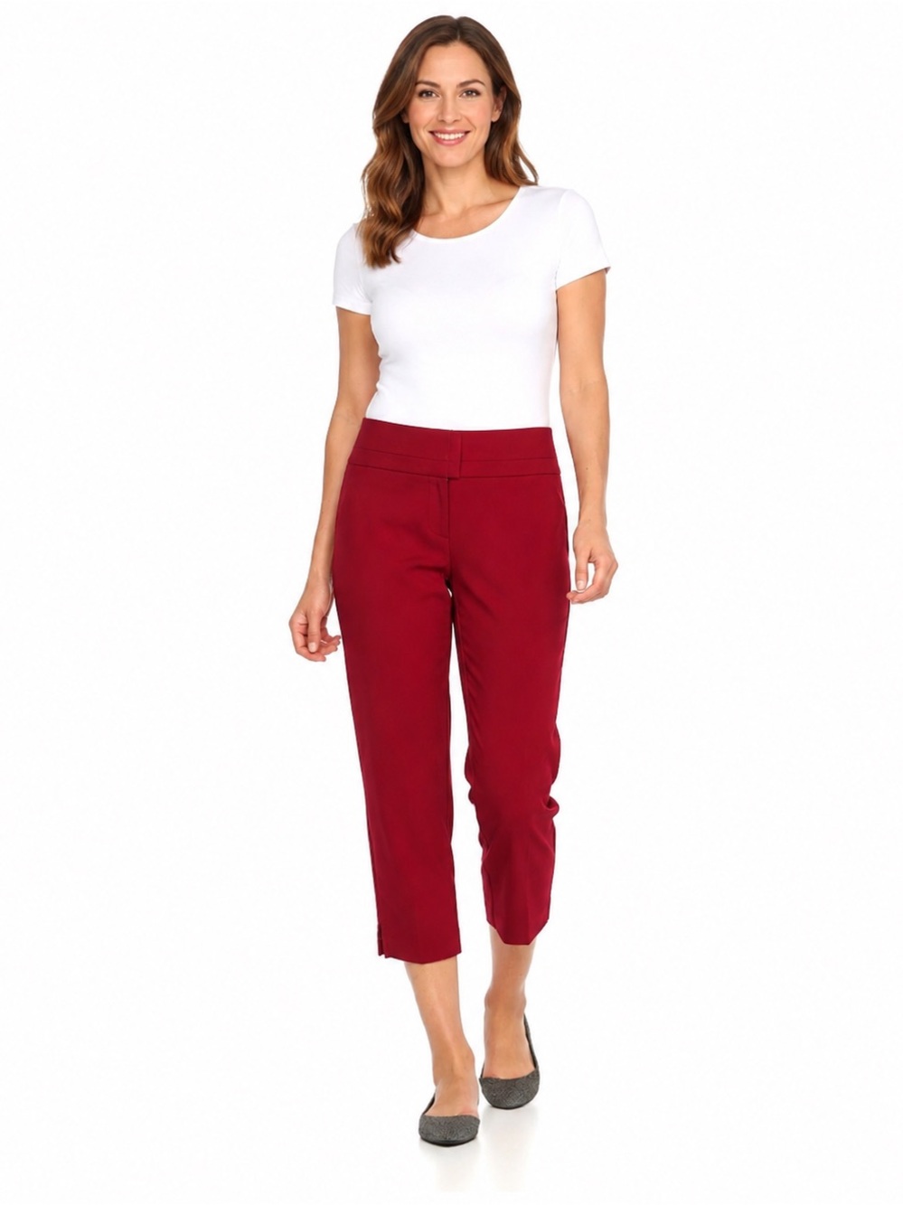 Zinc Women's Capri Pants in Deep Red